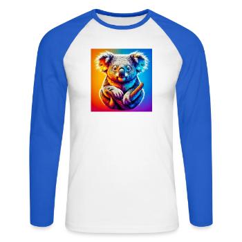 Koala - T-shirt baseball manches longues Homme - blanc/bleu royal - Devant - Nik (191cm)