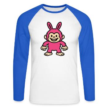 Rabbit Monkey - Unisex Long Sleeve Baseball T-Shirt - white/royal blue - Front - Nik (191cm)