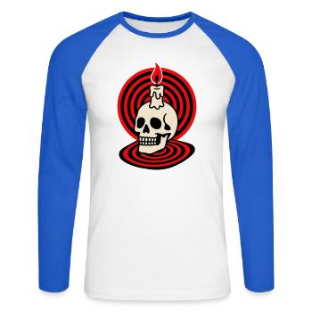 Hypno Skull - Unisex Baseballshirt langarm - Weiß/Royalblau - Vorne - Nik (191cm)