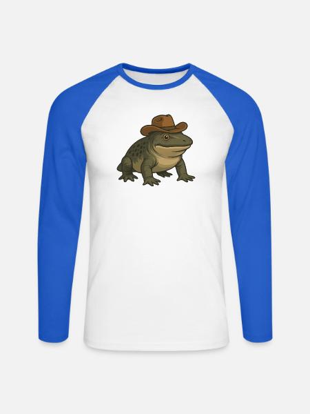 Urzeitliches Amphibium Cartoon Texas Evolution - Unisex Baseballshirt langarm - Weiß/Royalblau
