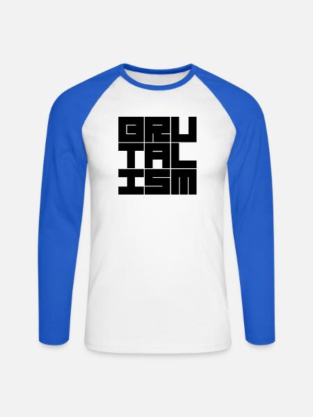 Brutalismus-Logodesign mit geometrischer Typografie - Unisex Baseballshirt langarm - Weiß/Royalblau