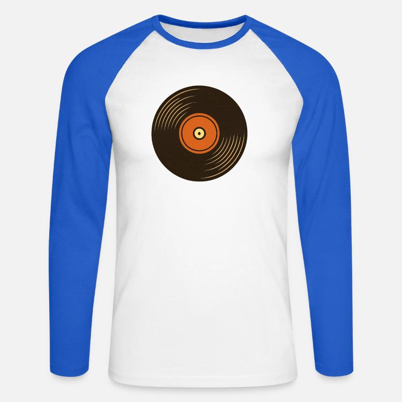 Retro Turntable Design - Unisex Long Sleeve Baseball T-Shirt - white/royal blue