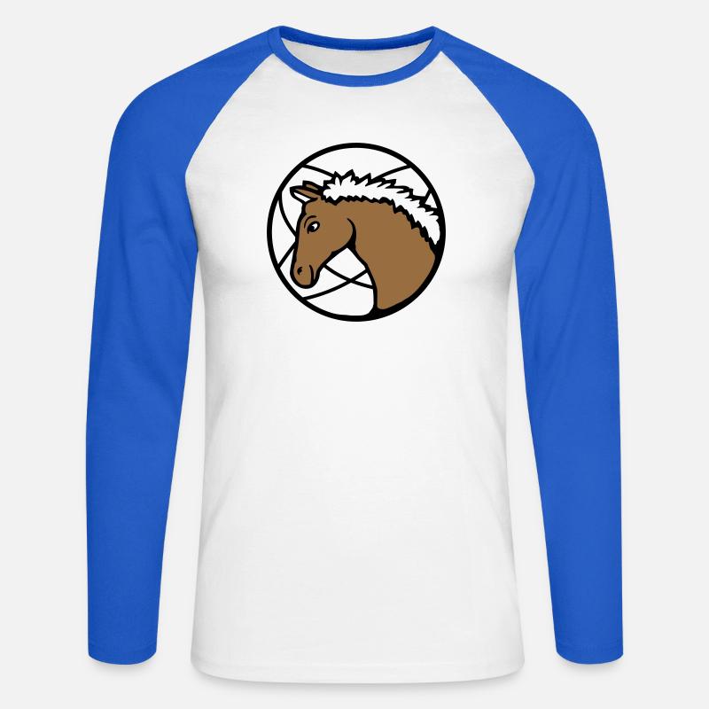 Pferd Süß Pony Fohlen Pferdemädchen Niedlich Comic - Unisex Baseballshirt langarm - Weiß/Royalblau