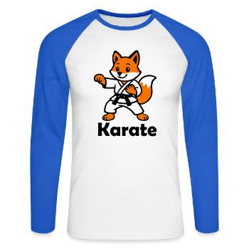 Karate Fox - Unisex Long Sleeve Baseball T-Shirt - white/royal blue - Front - Nik (191cm)