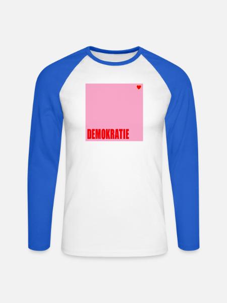 Politik Demokratie Herz - Unisex Baseballshirt langarm - Weiß/Royalblau