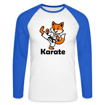 Karate Fox - Unisex Long Sleeve Baseball T-Shirt - white/royal blue - Front - Nik (191cm)