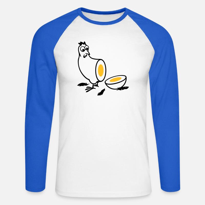 Huhn oder Ei - Unisex Baseballshirt langarm - Weiß/Royalblau
