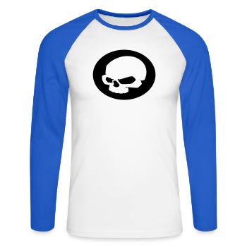 Skull - Unisex Long Sleeve Baseball T-Shirt - white/royal blue - Front - Nik (191cm)