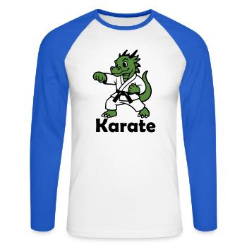 Karate Dragon - Unisex Long Sleeve Baseball T-Shirt - white/royal blue - Front - Nik (191cm)