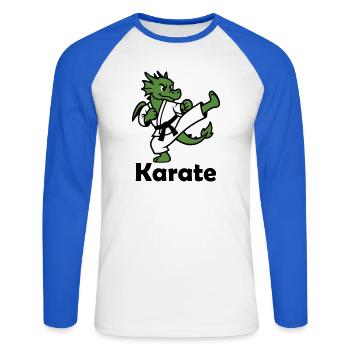 Karate Dragon - Unisex Long Sleeve Baseball T-Shirt - white/royal blue - Front - Nik (191cm)