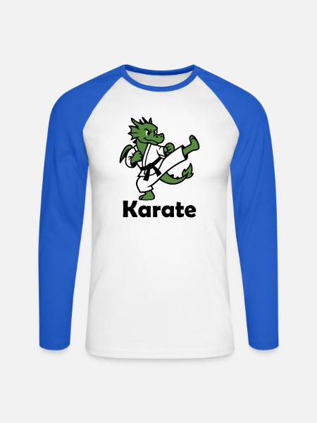 Karaté Dragon - T-shirt baseball manches longues Homme - blanc/bleu royal