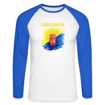 Kraftvolles Gran Canaria Vereinswappen - Unisex Baseballshirt langarm - Weiß/Royalblau - Vorne - Nik (191cm)