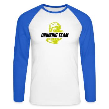 Drinking Team Bier - Unisex Baseballshirt langarm - Weiß/Royalblau - Vorne - Nik (191cm)