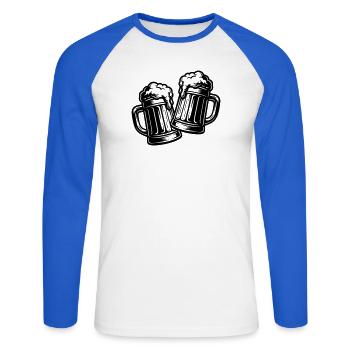 Bier Anstoßen Prost - Unisex Baseballshirt langarm - Weiß/Royalblau - Vorne - Nik (191cm)