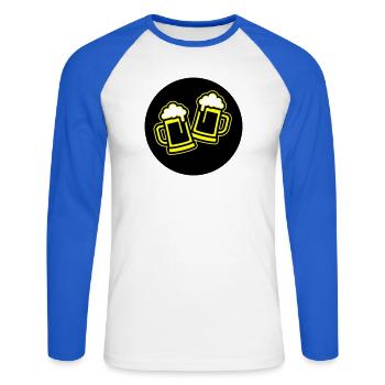 Bier Anstoßen Symbol Bierkrug - Unisex Baseballshirt langarm - Weiß/Royalblau - Vorne - Nik (191cm)