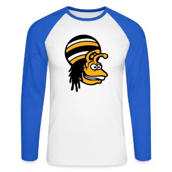 snail reggae music rasta hair hat Jamaica - Unisex Long Sleeve Baseball T-Shirt - white/royal blue - Front - Nik (191cm)