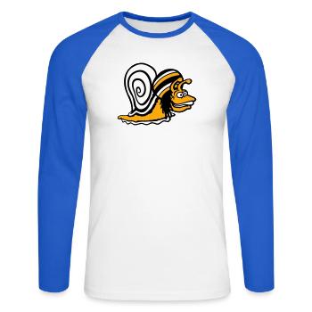 snail reggae music rasta hair hat Jamaica - Unisex Long Sleeve Baseball T-Shirt - white/royal blue - Front - Nik (191cm)