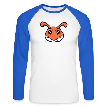 caterpillar smiles sweet cute worm friendly comic - Unisex Long Sleeve Baseball T-Shirt - white/royal blue - Front - Nik (191cm)