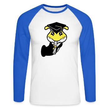 Hole Caterpillar School leaving certificate High school diploma passed college - Unisex Long Sleeve Baseball T-Shirt - white/royal blue - Front - Nik (191cm)