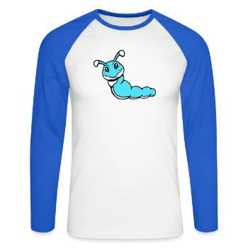 Caterpillar sweet sweet little smiles friendly happy - Unisex Long Sleeve Baseball T-Shirt - white/royal blue - Front - Nik (191cm)