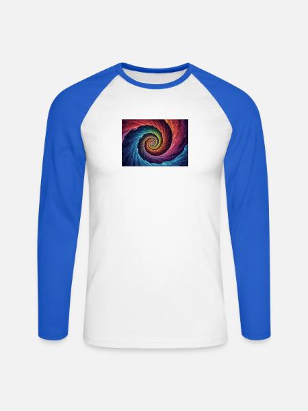 Bunter galaktischer Wirbel - Unisex Baseballshirt langarm - Weiß/Royalblau