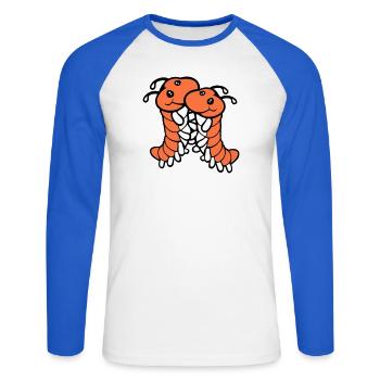 2 chenilles mignonnes deux amis cher couple amoureux - T-shirt baseball manches longues Homme - blanc/bleu royal - Devant - Nik (191cm)