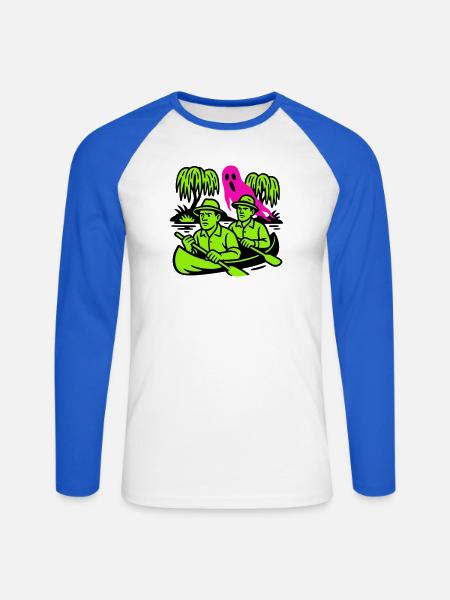 Spuk im Urwald - Unisex Baseballshirt langarm - Weiß/Royalblau