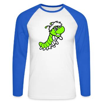 Nerd Caterpillar Intelligent Geek Worm Horn-rimmed Glasses Smart - Unisex Long Sleeve Baseball T-Shirt - white/royal blue - Front - Nik (191cm)
