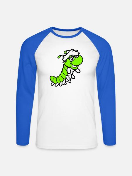 Nerd Raupe Intelligent Geek Wurm Hornbrille schlau - Unisex Baseballshirt langarm - Weiß/Royalblau