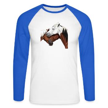 Elegant horse impression - Unisex Long Sleeve Baseball T-Shirt - white/royal blue - Front - Nik (191cm)