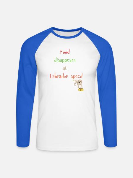 Labrador Essen Verschwinden Verspieltes Design - Unisex Baseballshirt langarm - Weiß/Royalblau