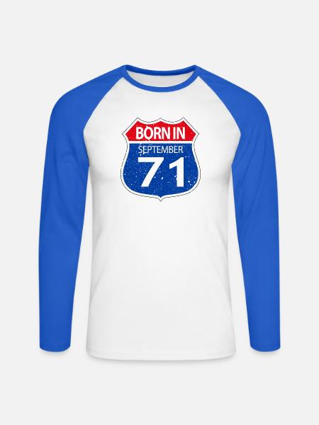 Born_in_September_71 - Unisex Long Sleeve Baseball T-Shirt - white/royal blue