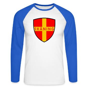 Scanie - T-shirt baseball manches longues Homme - blanc/bleu royal - Devant - Nik (191cm)