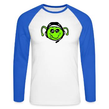 Gamer Headset Caterpillar Nerd Gaming Headphones Play - Unisex Long Sleeve Baseball T-Shirt - white/royal blue - Front - Nik (191cm)