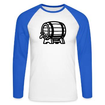 Baril de bière Symbole Brasserie - T-shirt baseball manches longues Homme - blanc/bleu royal - Devant - Nik (191cm)