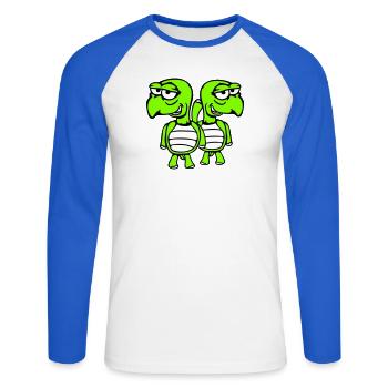2 turtles friends funny silly embarrassing team - Unisex Long Sleeve Baseball T-Shirt - white/royal blue - Front - Nik (191cm)