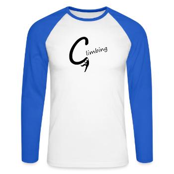 Climbing Abseiling Climbing - Unisex Long Sleeve Baseball T-Shirt - white/royal blue - Front - Nik (191cm)