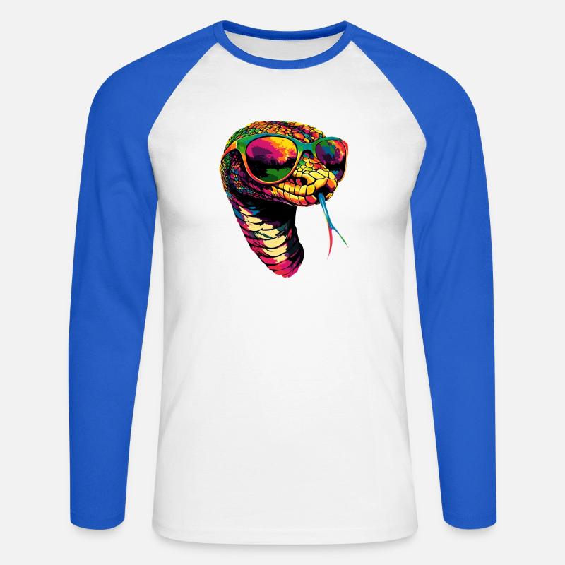Schlange Python Kobra Klapperschlange Schlangen - Unisex Baseballshirt langarm - Weiß/Royalblau