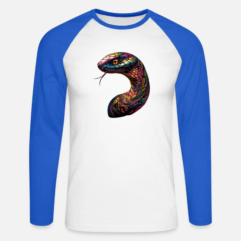 Schlange Python Kobra Klapperschlange Schlangen - Unisex Baseballshirt langarm - Weiß/Royalblau