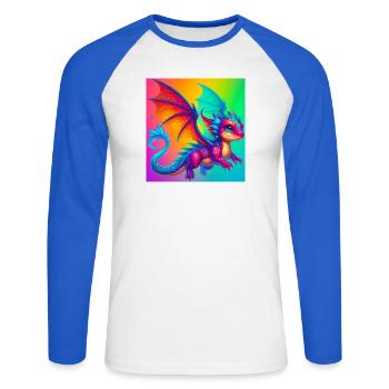 dragon - T-shirt baseball manches longues Homme - blanc/bleu royal - Devant - Nik (191cm)