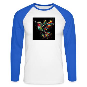 colibri - T-shirt baseball manches longues Homme - blanc/bleu royal - Devant - Nik (191cm)