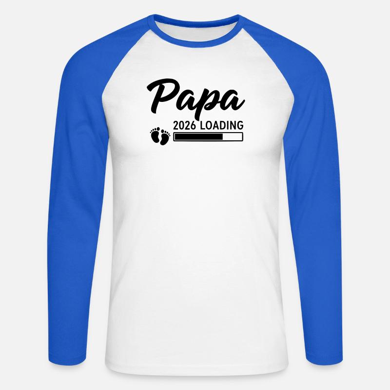 Papa 2026 Caricamento - Maglia da baseball a manica lunga da uomo - bianco/blu royal