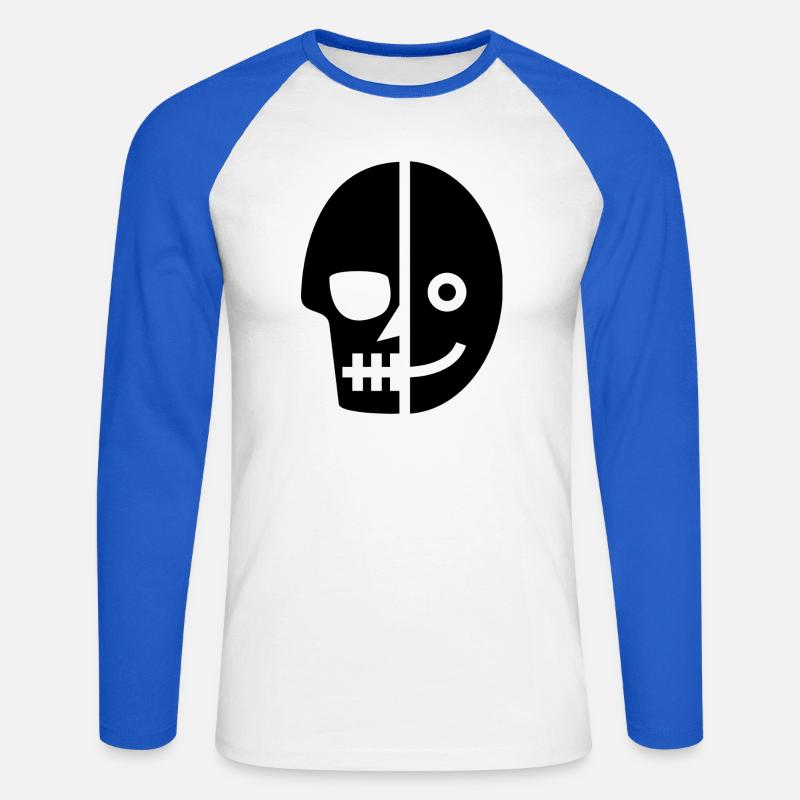 Lächelnder Schädel des Todes - Unisex Baseballshirt langarm - Weiß/Royalblau