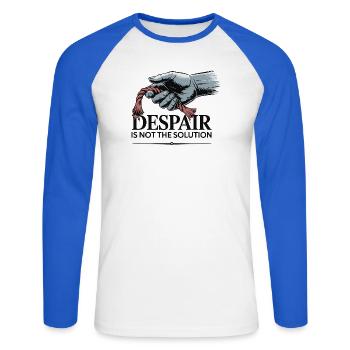 Resilient Hand Holding Frayed Rope - Unisex Long Sleeve Baseball T-Shirt - white/royal blue - Front - Nik (191cm)