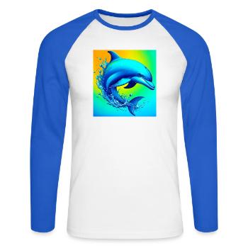 dauphin - T-shirt baseball manches longues Homme - blanc/bleu royal - Devant - Nik (191cm)