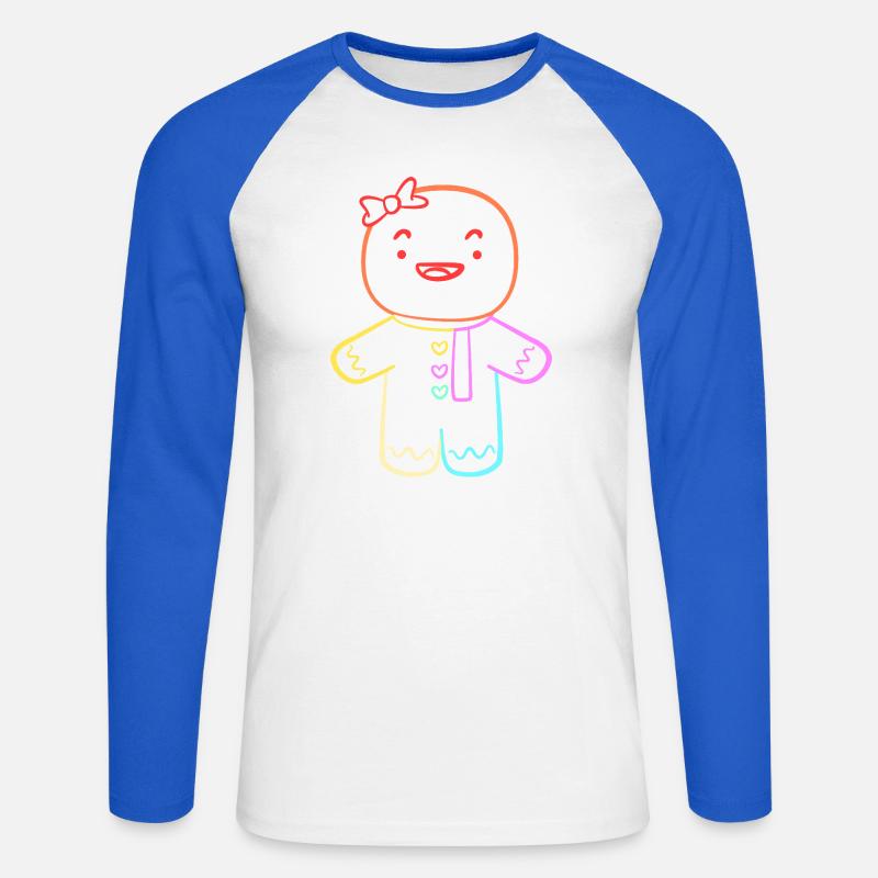 Lebkuchen Weihnachten Lebkuchenmann Gingerbread - Unisex Baseballshirt langarm - Weiß/Royalblau