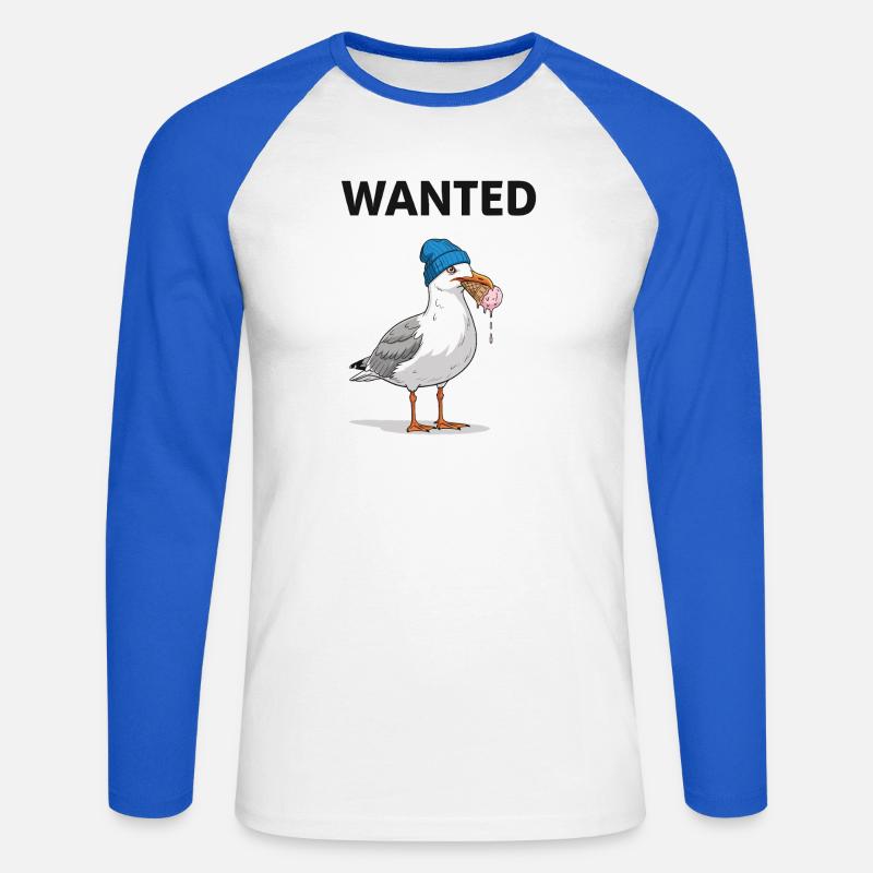 Gesucht Möwe Eiscreme Abenteuer - Unisex Baseballshirt langarm - Weiß/Royalblau