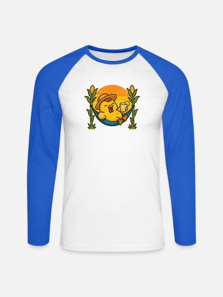 Huhn vom Mais schlürft Limonade - Unisex Baseballshirt langarm - Weiß/Royalblau