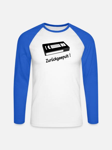 Rewound - Unisex Long Sleeve Baseball T-Shirt - white/royal blue