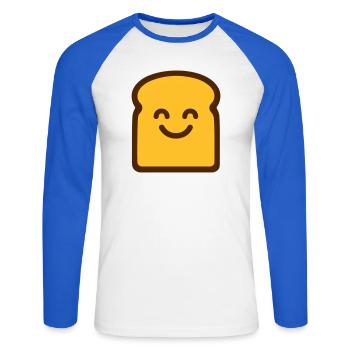 Toast mignon - T-shirt baseball manches longues Homme - blanc/bleu royal - Devant - Nik (191cm)